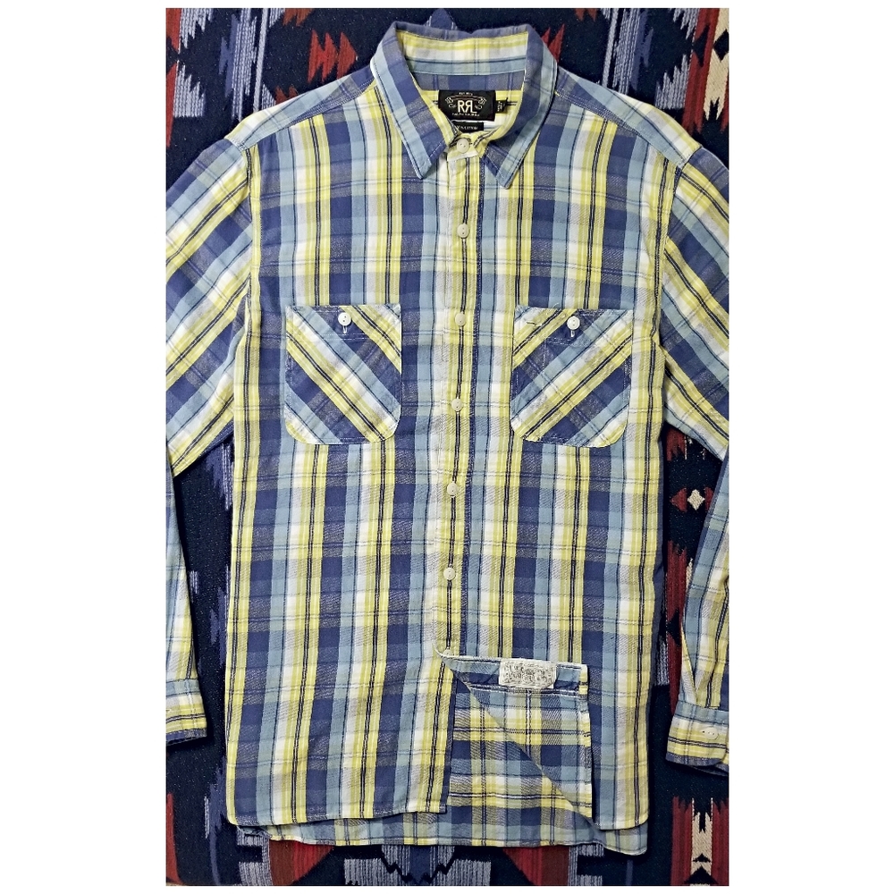 DOUBLE RL RALPH LAUREN RRL PLAID FLANNEL SHIRT- MEN'S SIZE LARGE - Picture 3 of 9